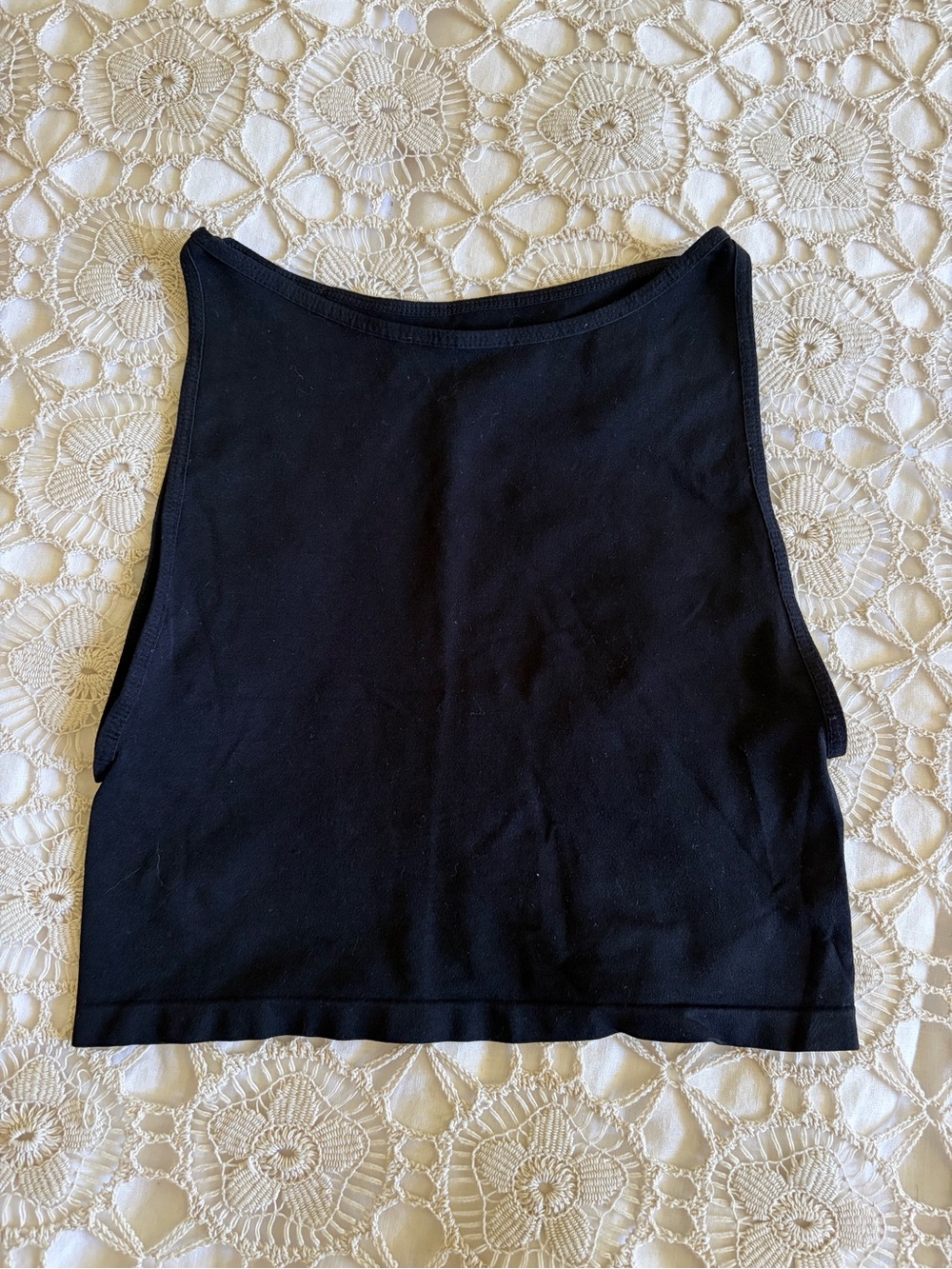 Free People Black High-Neck Cropped Tank
